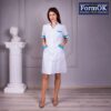 Жіночий медичний халат Анна біло-блакитний